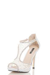 Quiz White Lace Diamante Sandals