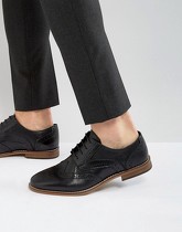 ASOS - Chaussures richelieu en cuir avec semelle naturelle - Noir - Noir
