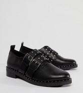 ASOS - MOLTEN - Chaussures plates en cuir de qualité supérieure - Noir