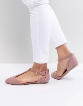 New Look - Chaussures plates style salomé à bout pointu - Rose