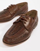 ASOS DESIGN - Chaussures lacées tissées en cuir - Fauve - Fauve