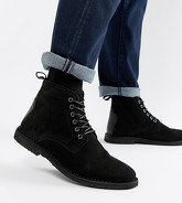 ASOS DESIGN - Desert boots pointure large - Daim noir avec detail en cuir - Noir
