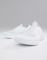 Nike Running - Epic React - Baskets en Flyknit - Noir triple AQ0067-102 - Blanc