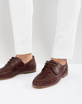ASOS - Chaussures à lacets en cuir tressé - Bordeaux - Rouge