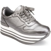 Chaussures La Modeuse Baskets grises à plateforme avec rayures