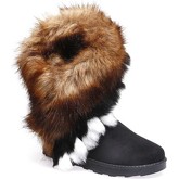 Bottes neige La Modeuse Boots noires avec col fourré multicolore
