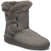 Bottes neige La Modeuse Boots grises en suédine et fausse fourrure à scratchs