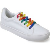 Chaussures La Modeuse Baskets blanches à lacets multicolores et broderie