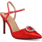Chaussures escarpins La Modeuse Escarpins rouges satinés à boucle bijou