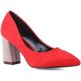 Chaussures escarpins La Modeuse Escarpins rouges en suédine avec talon à strass
