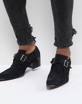 Jeffery West - Sylvian - Chaussures derby en daim avec double bride - Noir