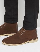 ASOS DESIGN - Desert boots en daim avec détail en cuir - Marron - Marron