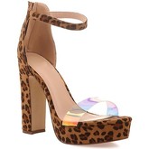 Sandales La Modeuse Sandales à imprimé léopard avec bride holographique