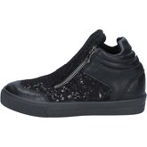 Chaussures Madame Pigalle sneakers noir cuir paillettes AM788