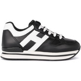 Chaussures Hogan Basket modèle H222 en cuir noir et blanc