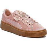 Chaussures Puma Womens Pink / Gum Velvet Basket Platform Trainers-UK 8