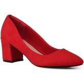 Chaussures escarpins La Modeuse Escarpins rouges en suédine à talon carré