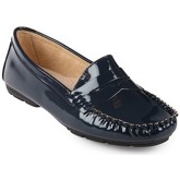 Chaussures La Modeuse Mocassins classiques aspect cuir vernis bleu marine