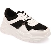 Chaussures La Modeuse Baskets noires et blanches à semelle épaisse crantée