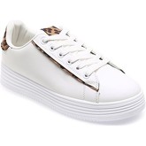 Chaussures La Modeuse Baskets bicolores blanche et imprimé léopard