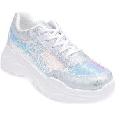 Chaussures La Modeuse Baskets blanches à sequins holographiques