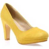 Chaussures escarpins La Modeuse Escarpins en simili daim jaune à bout rond