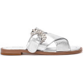 Claquettes MICHAEL Michael Kors Sandale modèle Frieda Slide en cuir argenté avec pierres