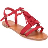 Sandales La Modeuse Sandales rouges en suédine avec franges