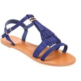 Sandales La Modeuse Sandales bleues grande taille en suédine avec franges