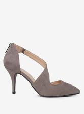 Wide Fit Grey MicroFibre 'Ella' Court Shoes