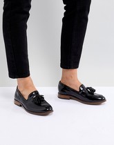 H By Hudson - Chaussures plates frangées en cuir - Noir