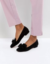 Dune London - Graciano - Chaussures plates en daim ornées d'un nœud - Noir