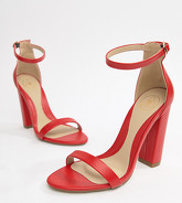 Missguided - Sandales minimalistes à talon carré - Rouge - Rouge