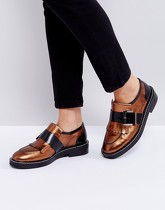 ASOS - MASTER PIECE - Chaussures plates en cuir - Cuivre