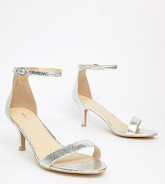 Glamorous - Sandales minimalistes larges à petits talons - Argenté - Argenté
