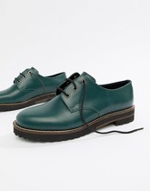 ASOS DESIGN - Mystify - Chaussures plates en cuir à lacets - Vert
