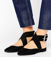 New Look Wide Fit - Chaussures pointues en suédine avec bride de cheville - Noir