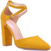 Chaussures escarpins La Modeuse Escarpins jaunes à brides croisées et bout pointu