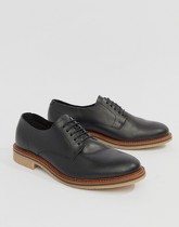 ASOS DESIGN - Chaussures à lacets avec semelle naturelle - Cuir noir - Noir