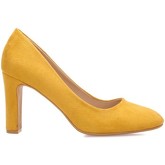 Chaussures escarpins La Modeuse Escarpins jaune moutarde à bout rond en suédine