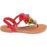 Sandales La Modeuse Nu-pieds rouges en suédine avec fleurs