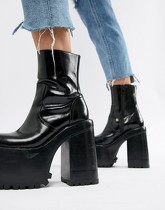 Jeffrey Campbell leather extreme chunky platform ankle boots in black - Noir