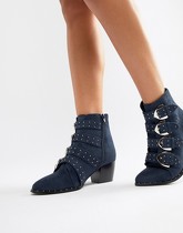Missguided - Bottes western avec boucle - Navy
