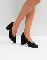 Qupid - Chaussures pointures à talons hauts et larges - Noir