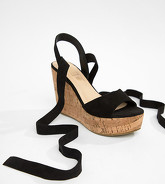 Truffle Collection - Chaussures compensées avec nœud à la cheville - Noir