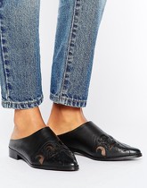 ASOS - MAYDAY - Chaussures plates style Western en cuir et tulle - Noir