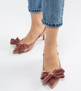 ASOS DESIGN - Sherry - Chaussures à petit talon avec nœud pointure large - Rose