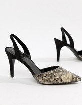 New Look - Chaussures à bride arrière motif serpent - Noir