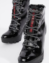 Calvin Klein - Sharla - Bottines à lacets et talons - Noir - Noir