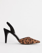 New Look - Chaussures à talons et bride arrière motif léopard - Marron